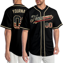 Загрузить изображение в средство просмотра галереи, Custom Black Vintage USA Flag-Cream Authentic Baseball Jersey
