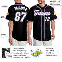 Laden Sie das Bild in den Galerie-Viewer, Custom Black White-Purple Authentic Baseball Jersey
