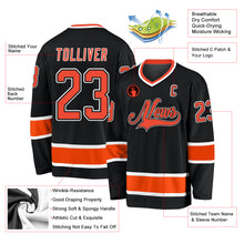 Laden Sie das Bild in den Galerie-Viewer, Custom Black Orange-White Hockey Jersey

