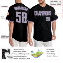Laden Sie das Bild in den Galerie-Viewer, Custom Black Gray-Purple Authentic Baseball Jersey
