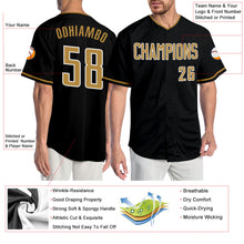 Laden Sie das Bild in den Galerie-Viewer, Custom Black Old Gold-White Authentic Baseball Jersey
