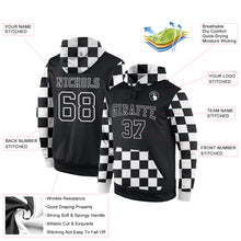 Laden Sie das Bild in den Galerie-Viewer, Custom Stitched Black Black-White Sports Pullover Sweatshirt Hoodie
