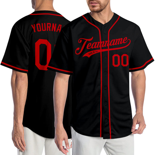 Cheap Custom Black Red Authentic Baseball Jersey Free Shipping CustomJerseysPro
