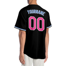 Laden Sie das Bild in den Galerie-Viewer, Custom Black Pink-Light Blue Authentic Baseball Jersey
