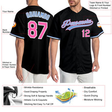 Laden Sie das Bild in den Galerie-Viewer, Custom Black Pink-Light Blue Authentic Baseball Jersey
