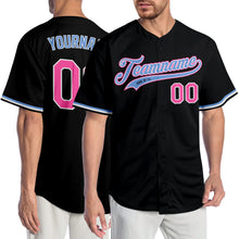 Laden Sie das Bild in den Galerie-Viewer, Custom Black Pink-Light Blue Authentic Baseball Jersey
