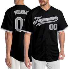 Load image into Gallery viewer, Custom Black Gray-White Authentic Baseball Jersey
