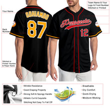 Laden Sie das Bild in den Galerie-Viewer, Custom Black Gold-Red Authentic Baseball Jersey
