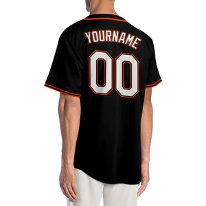 Custom Black White-Orange Authentic Baseball Jersey