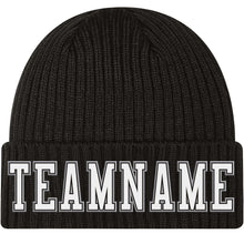 Load image into Gallery viewer, Custom Black White-Gray Stitched Cuffed Knit Hat
