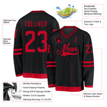 Laden Sie das Bild in den Galerie-Viewer, Custom Black Red Hockey Jersey
