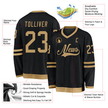 Laden Sie das Bild in den Galerie-Viewer, Custom Black Old Gold Hockey Jersey
