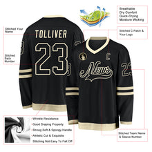 Laden Sie das Bild in den Galerie-Viewer, Custom Black Black-Cream Hockey Jersey
