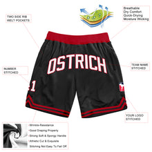 Load image into Gallery viewer, Custom Black White-Red Authentic Throwback Basketball Shorts
