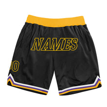Load image into Gallery viewer, Custom Black Black-Gold Authentic Throwback Basketball Shorts
