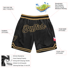 Load image into Gallery viewer, Custom Black Black-Old Gold Authentic Throwback Basketball Shorts
