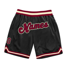 Load image into Gallery viewer, Custom Black Maroon-Cream Authentic Throwback Basketball Shorts
