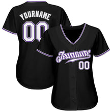 Laden Sie das Bild in den Galerie-Viewer, Custom Black White-Purple Authentic Baseball Jersey
