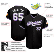 Laden Sie das Bild in den Galerie-Viewer, Custom Black White-Purple Authentic Baseball Jersey
