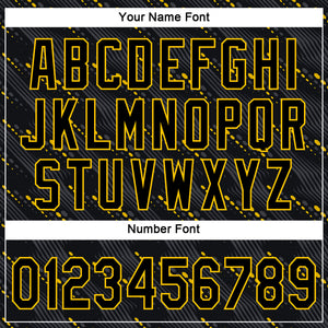Custom Black Black-Gold 3D Pattern Design Authentic Baseball Jersey