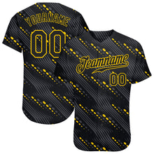 Загрузить изображение в средство просмотра галереи, Custom Black Black-Gold 3D Pattern Design Authentic Baseball Jersey
