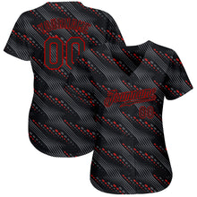 Загрузить изображение в средство просмотра галереи, Custom Black Black-Red 3D Pattern Design Authentic Baseball Jersey
