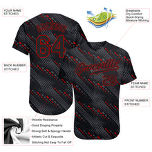 Загрузить изображение в средство просмотра галереи, Custom Black Black-Red 3D Pattern Design Authentic Baseball Jersey
