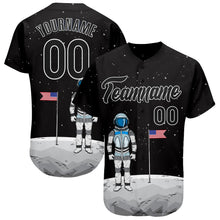 Load image into Gallery viewer, Custom Black Black-White 3D Pattern Design Astronaut Authentic Baseball Jersey

