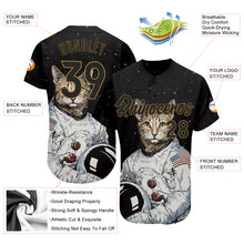 Загрузить изображение в средство просмотра галереи, Custom Black Black-Old Gold 3D Pattern Design Astronaut Authentic Baseball Jersey
