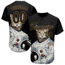 Загрузить изображение в средство просмотра галереи, Custom Black Black-Old Gold 3D Pattern Design Astronaut Authentic Baseball Jersey
