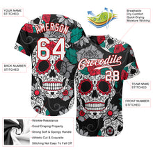 Charger l&#39;image dans la galerie, Custom Black White-Red 3D Skull Fashion Authentic Baseball Jersey

