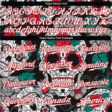 Charger l&#39;image dans la galerie, Custom Black White-Red 3D Skull Fashion Authentic Baseball Jersey
