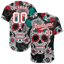 Charger l&#39;image dans la galerie, Custom Black White-Red 3D Skull Fashion Authentic Baseball Jersey
