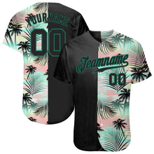 Загрузить изображение в средство просмотра галереи, Custom Black Black-Kelly Green 3D Pattern Design Tropical Palm Leaves Authentic Baseball Jersey
