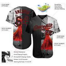 Laden Sie das Bild in den Galerie-Viewer, Custom Black Black-Red 3D Pattern Design A Girl With The Eiffel Tower Authentic Baseball Jersey
