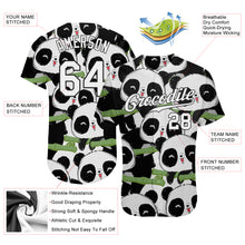 Laden Sie das Bild in den Galerie-Viewer, Custom Black White-Black 3D Pattern Design Pandas Authentic Baseball Jersey
