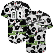 Laden Sie das Bild in den Galerie-Viewer, Custom Black White-Black 3D Pattern Design Pandas Authentic Baseball Jersey
