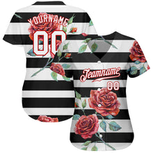 Load image into Gallery viewer, Custom Black White-Red 3D Pattern Design Mandalas Authentic Baseball Jersey
