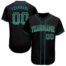 Загрузить изображение в средство просмотра галереи, Custom Black Teal-Old Gold Authentic Drift Fashion Baseball Jersey
