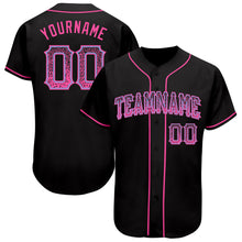 Load image into Gallery viewer, Custom Black Pink-Light Blue Authentic Drift Fashion Baseball Jersey
