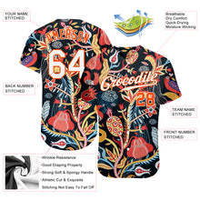 Laden Sie das Bild in den Galerie-Viewer, Custom Black White-Orange 3D Pattern Design Flowers Authentic Baseball Jersey
