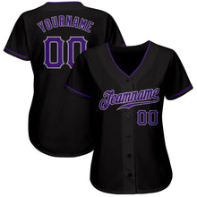 Laden Sie das Bild in den Galerie-Viewer, Custom Black Purple-Gray Authentic Baseball Jersey
