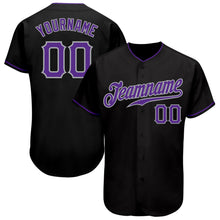 Load image into Gallery viewer, Custom Black Purple-Gray Authentic Baseball Jersey
