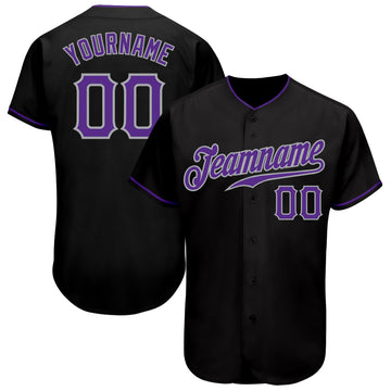 Custom Black Purple-Gray Authentic Baseball Jersey