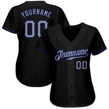 Load image into Gallery viewer, Custom Black Gray-Royal Authentic Baseball Jersey
