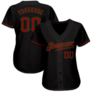 Custom Black Red-Kelly Green Authentic Baseball Jersey