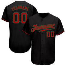 Load image into Gallery viewer, Custom Black Red-Kelly Green Authentic Baseball Jersey
