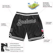 Load image into Gallery viewer, Custom Black White Pinstripe Black-White Authentic Basketball Shorts
