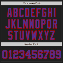 Load image into Gallery viewer, Custom Black Gray Pinstripe Purple-Red Authentic Baseball Jersey
