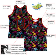 Laden Sie das Bild in den Galerie-Viewer, Custom Black Black-Red 3D Pattern Tropical Hawaii Palm Leaves Authentic Basketball Jersey
